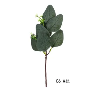 Artificial eucalyptus single stem with white berries for home and DIY floral arrangement.