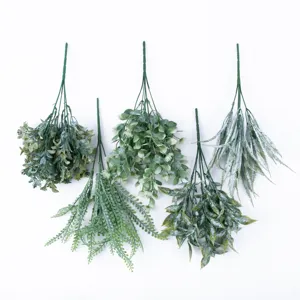 Artificial eucalyptus leaf greenery bouquet fake plants for wedding home decoration setup.