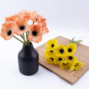 Bouquet di fiori di papavero artificiale PU anemoni decorazione per feste di nozze casa