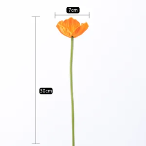 Bouquet di papavero artificiale in PU, lungo 30 cm con testa di 7 cm per decorazione casa.