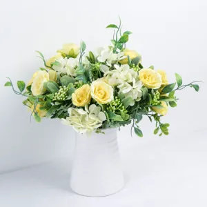 Nordic INS Artificial Tea Rose Hydrangea Wedding Bridal Bouquet Home Decor Photography Props Silk Flower Arrangement