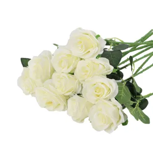 Artificial white rose bouquet faux flowers for home wedding party decoration floral arrangement