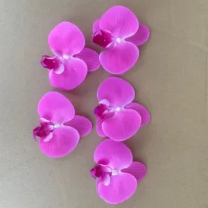 Artificial phalaenopsis flower head detail, vibrant purple orchid for DIY decor and crafts.