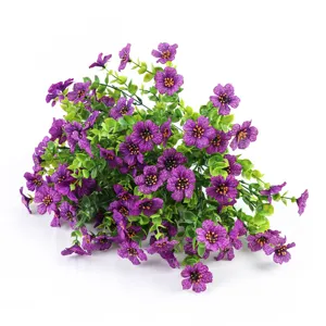 Fiore di viola in seta artificiale foglia di eucalipto bouquet decorazione vintage per casa