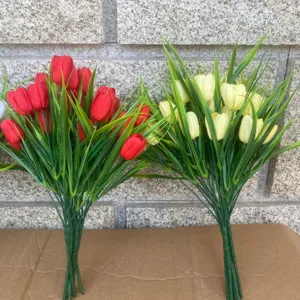 Artificial tulip bouquets faux flowers small plants for home garden wedding party decor