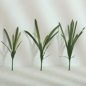 Artificial orchid leaves soft rubber green plants for home decor floral arrangement