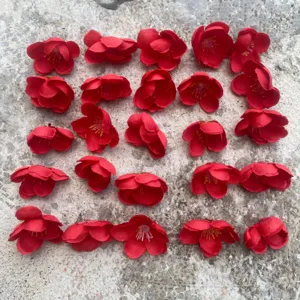 Artificial red plum blossoms DIY craft flower heads for hair accessories and party decor