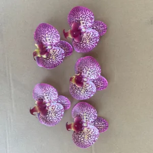 Artificial butterfly orchid flower heads purple spotted fake flowers for wedding DIY decoration
