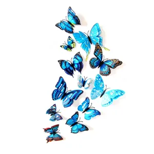 Autocollants muraux papillon bleu 3D amovibles décoration maison bricolage lot