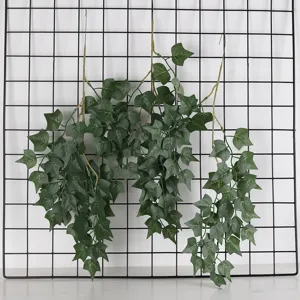 Planta de hiedra artificial enredadera hojas de seda para decoración de pared interior.