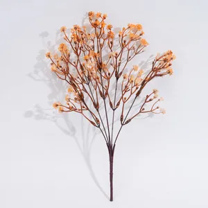 Künstlicher herbstfarbener Schleierkraut-Zweig, realistische Plastik-Blumendetails für Heimdeko.