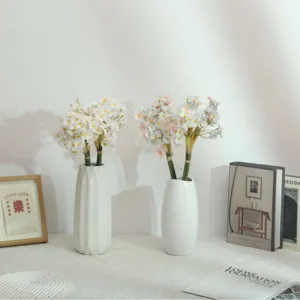 Artificial daisy flowers bouquet in white ceramic vase home decor table centerpiece