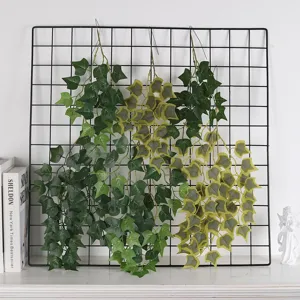 Planta de hiedra artificial colgante hojas verdes falsas de seda para decoracion pared