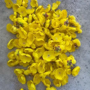 Artificial yellow plum blossom flower heads for DIY crafts, wedding scattering and wreaths.