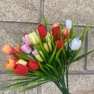 Artificial tulip bouquet colorful fake flowers for home garden outdoor fence decor floral arrangement