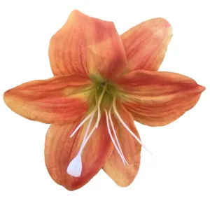 Artificial silk lily flower head for DIY crafts headwear accessories orange color decoration.
