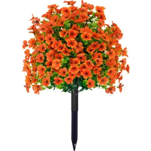 Artificial orange flower garden stake for spring summer home courtyard and outdoor yard decoration.