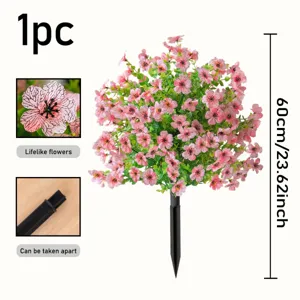 Artificial flower plug-in pink floral garden decoration stake 60cm 1pc lifelike plant decor