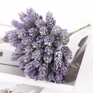 Artificial purple pinecone grass flower bouquet for home wall decor and DIY crafts.