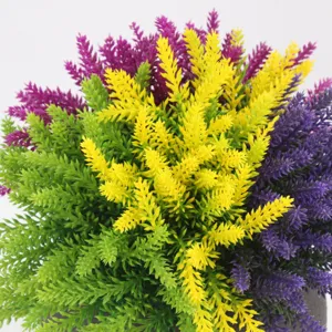 Artificial lavender bouquet plastic flowers colorful home decor 10 branches plant set