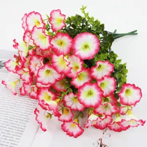 Artificial Morning Glory Flower Bouquet Pink Fake Flowers Home Wedding Party Decor