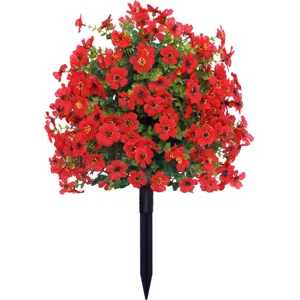 Artificial Red Violet Ground Plug Flower Simulation Garden Decor Fake Plant Main View