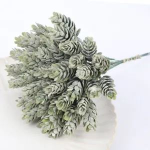 Frosted artificial pine cone bouquet for home decor DIY plant wall decoration 10 branches