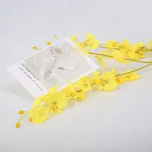 Artificial yellow dancing orchid silk flowers for home living room bedroom desktop decoration.