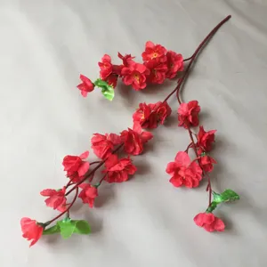 Artificial peach blossom branch silk flower for home decoration and wedding party props detail shot