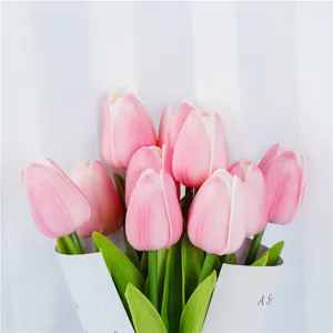 Künstlicher PU-Tulpen-Blumenstrauß, schöne rosa Kunstblumen für Heim- und Tischdeko.