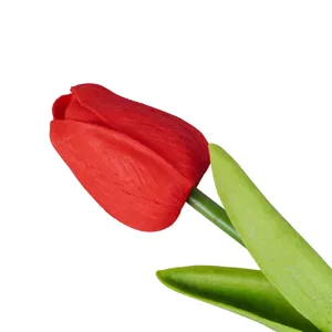 Künstliche PU Tulpe rote Kunstblume Einzelstiel Heimdekoration Wohnzimmer Tisch Deko.