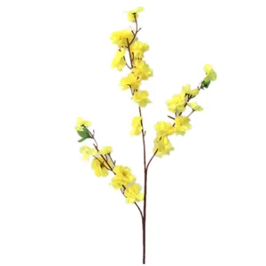Artificial yellow plum blossom branch silk flower for home decor wedding party floral arrangement