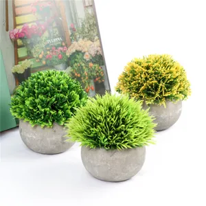 Artificial potted plants mini green grass balls set indoor home office desktop decor 3pcs