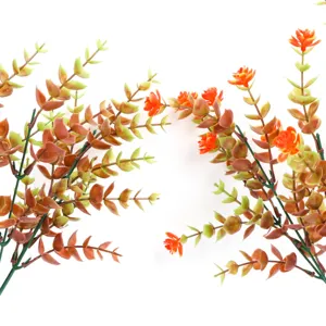 Ramo di eucalipto autunnale artificiale, pianta di foglie di mela finta per decorazione giardino