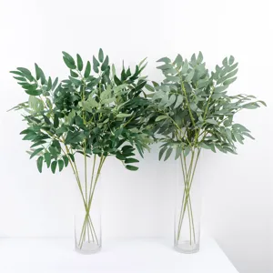 Artificial willow leaf bundles green plants for home decor wedding flower arrangement vase