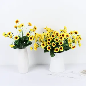 Artificial sunflower bouquet faux silk flowers for home decoration and plant wall arrangement.