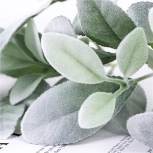 Artificial lamb ear leaves green plant branch fake flower for home decor flower arrangement