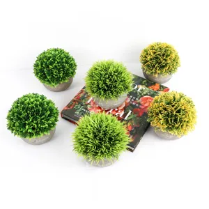 Artificial Green Plants Potted Set Mini Fake Potted Plants With Paper Pulp Pot For Home Indoor Desktop Decoration