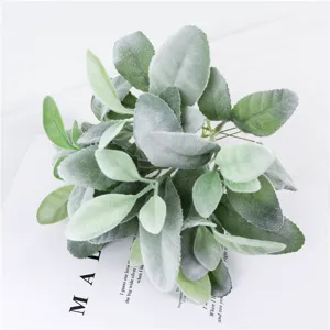 Artificial lamb ear leaf faux plant greenery stem for home decor table vase floral arrangement