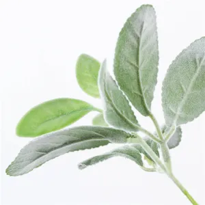Artificial Rabbit Ear Leaves Plant Single Branch Flocked Greenery Fake Leaves For Home Decor Wedding Table Flower Arrangement