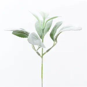 Artificial lamb's ear leaf faux plant branch for home decor and vase arrangement 1pc
