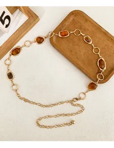 Vintage onregelmatige edelsteen gesplitste metalen tailleketting voor vrouwen jurk decor
