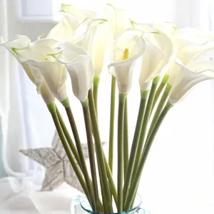 Artificial Calla Lily Flowers PU Real Touch Single Stem Fake Floral Bouquet For Home Living Room Table Wedding Party Decor