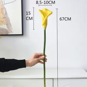 67cm yellow calla lily artificial flower PU fake floral home decor table centerpiece.
