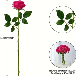 Artificial single stem rose flower for home wedding decoration and floral arrangements.