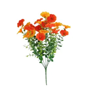 Artificial morning glory faux flower bouquet for home garden indoor outdoor wedding decor.