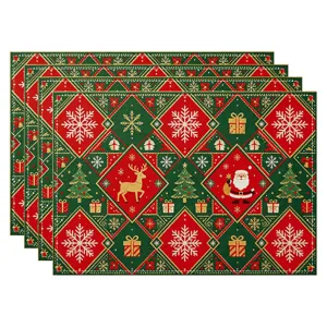 Christmas placemats set red green holiday table mat festive dining decor winter tablecloths