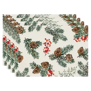 Christmas linen placemat set holiday dining table decorative mat festive tableware pad