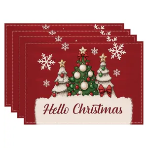 Christmas linen placemat red table mat decorative tableware for holiday party dining table decor