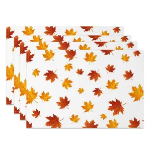 Fall maple leaf placemats thanksgiving autumn table decor linen kitchen dining mats set